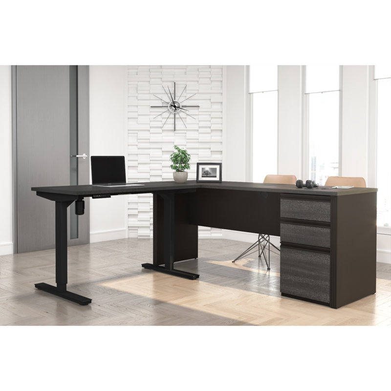 Ebern Designs Kenworthy Reversible LShape Standing Desk with Height